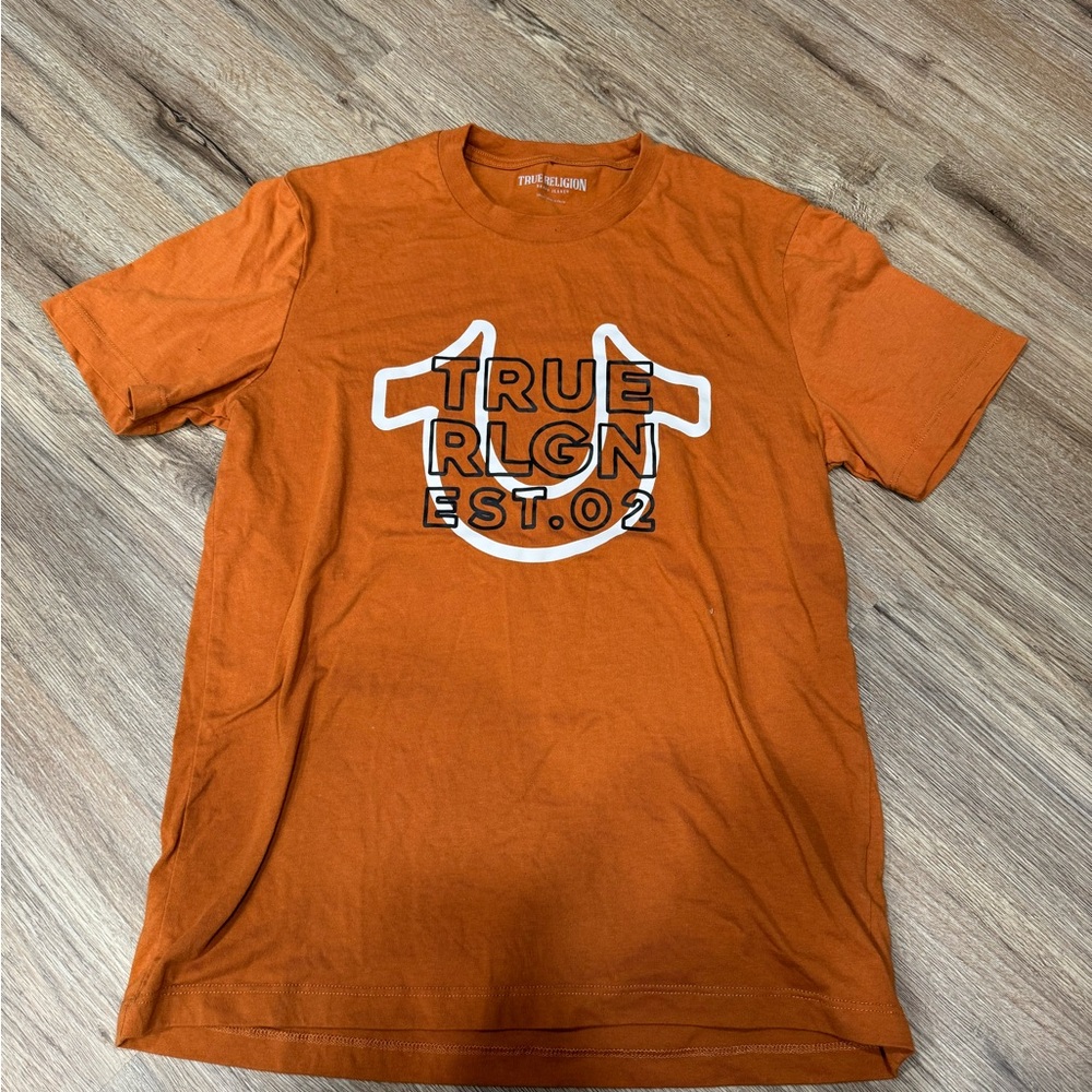 True Religion Orange Short Sleeve Logo Tee